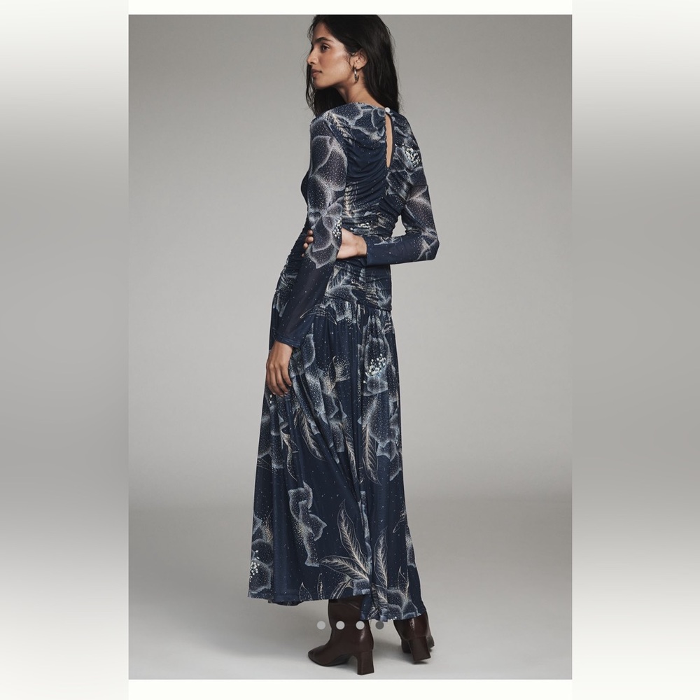 Farm Rio x Anthropologie Long Sleeve Keyhole Maxi Dress Size Small NWT - Picture 2 of 7